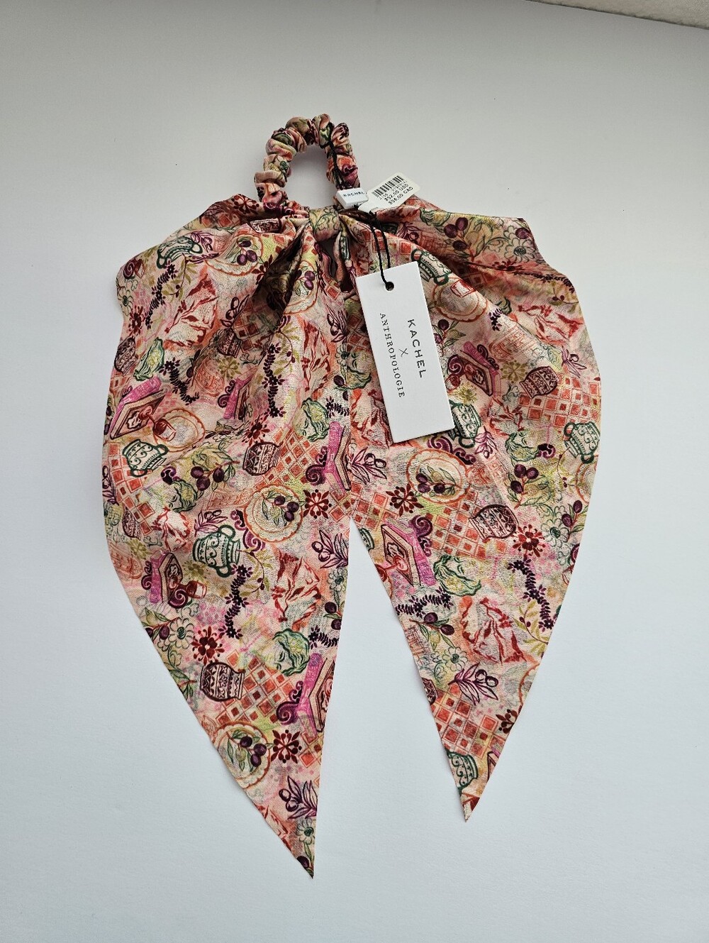NWT Kachel x Anthropologie Scarf Scrunchie - Tea Party Print Cupcake Floral